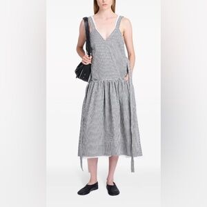 Proenza Schouler White Label Midi Sasha Dress Black White Cotton Linen Sz. 0 NWT